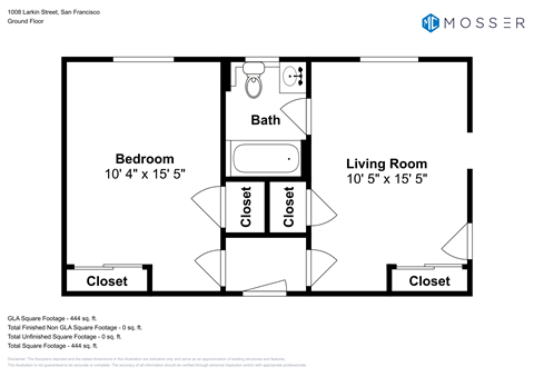 Floor Plan - 1008 Larkin Street Unit 305 - 1 Bedroom - San Francisco Apartments for Rent